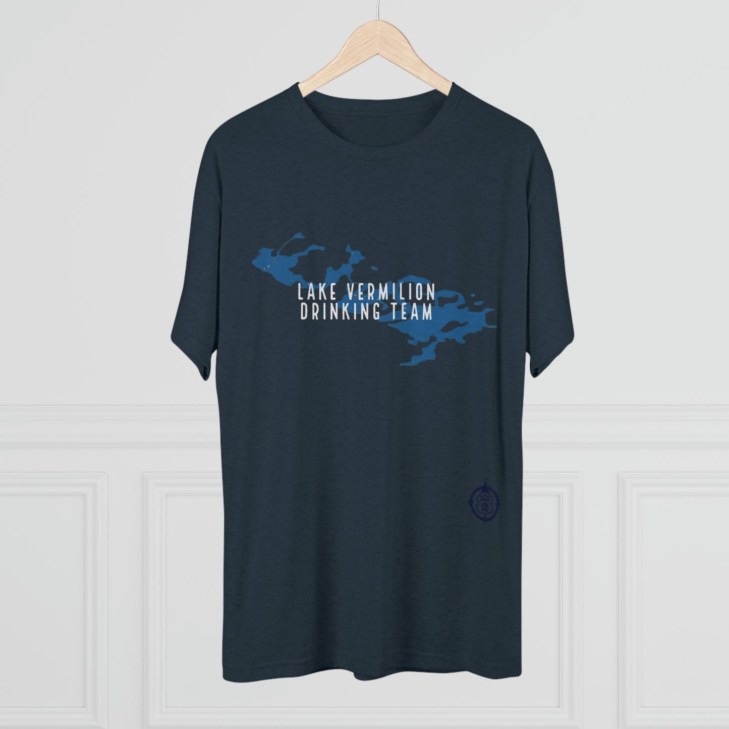 Lake Vermilion - Drinking Team - Lake Image - White Graphic - Unisex Tri-Blend Crew Tee