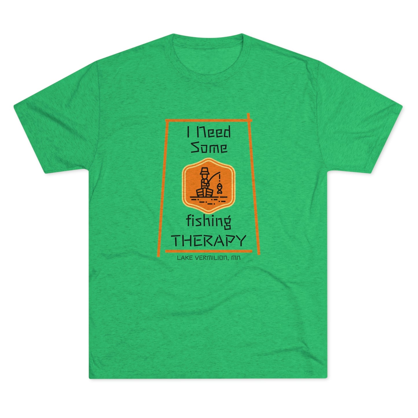 Fishing Therapy - Orange Accents - Lake Vermilion - Unisex Tri-Blend Crew Tee