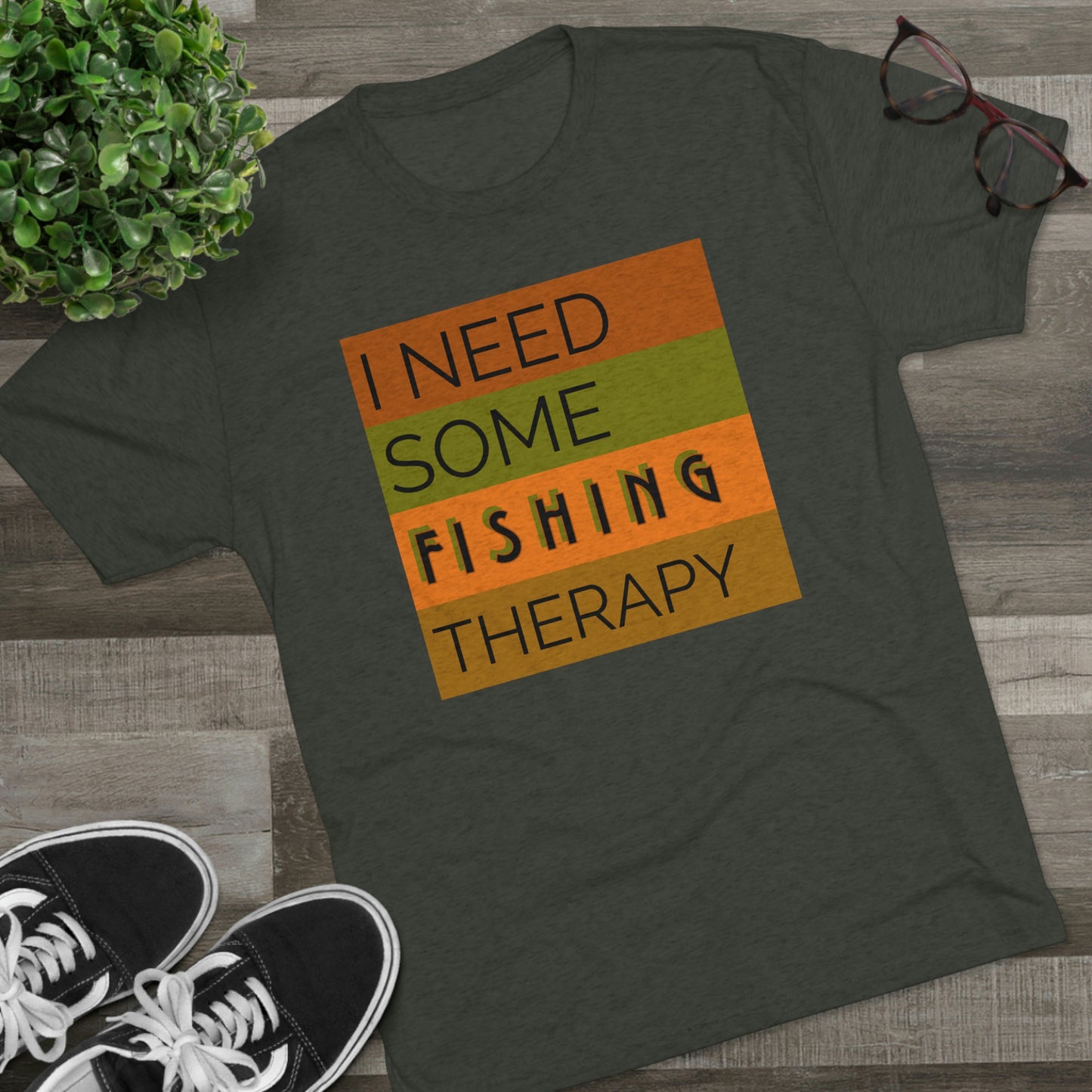 Fishing Therapy - Unisex Tri-Blend Crew Tee
