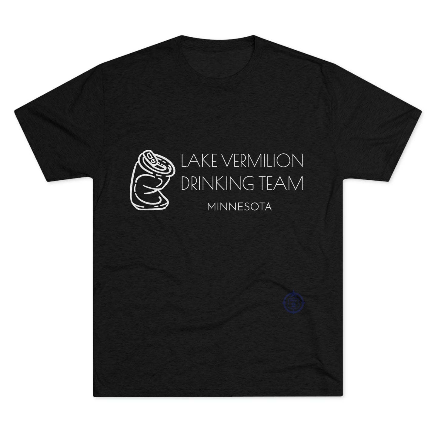 Lake Vermilion - Drinking Team - Crushed Can - White Graphic - Unisex Tri-Blend Crew Tee