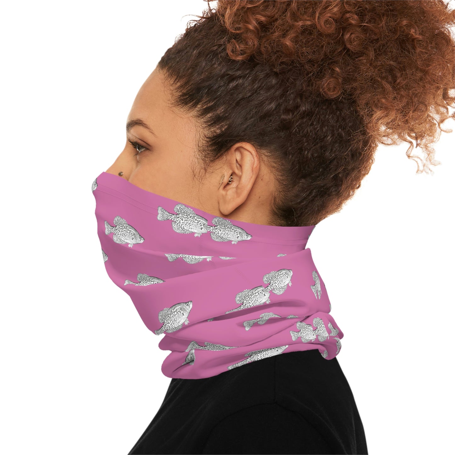 Summer Weather - Crappie - Pattern - Fishing / Boating Lightweight Neck Gaiter - Pink