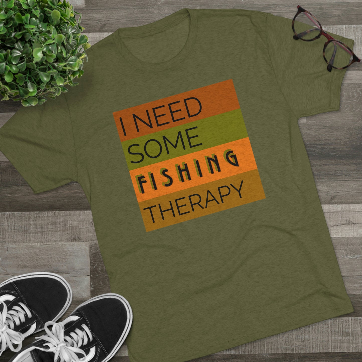 Fishing Therapy - Unisex Tri-Blend Crew Tee