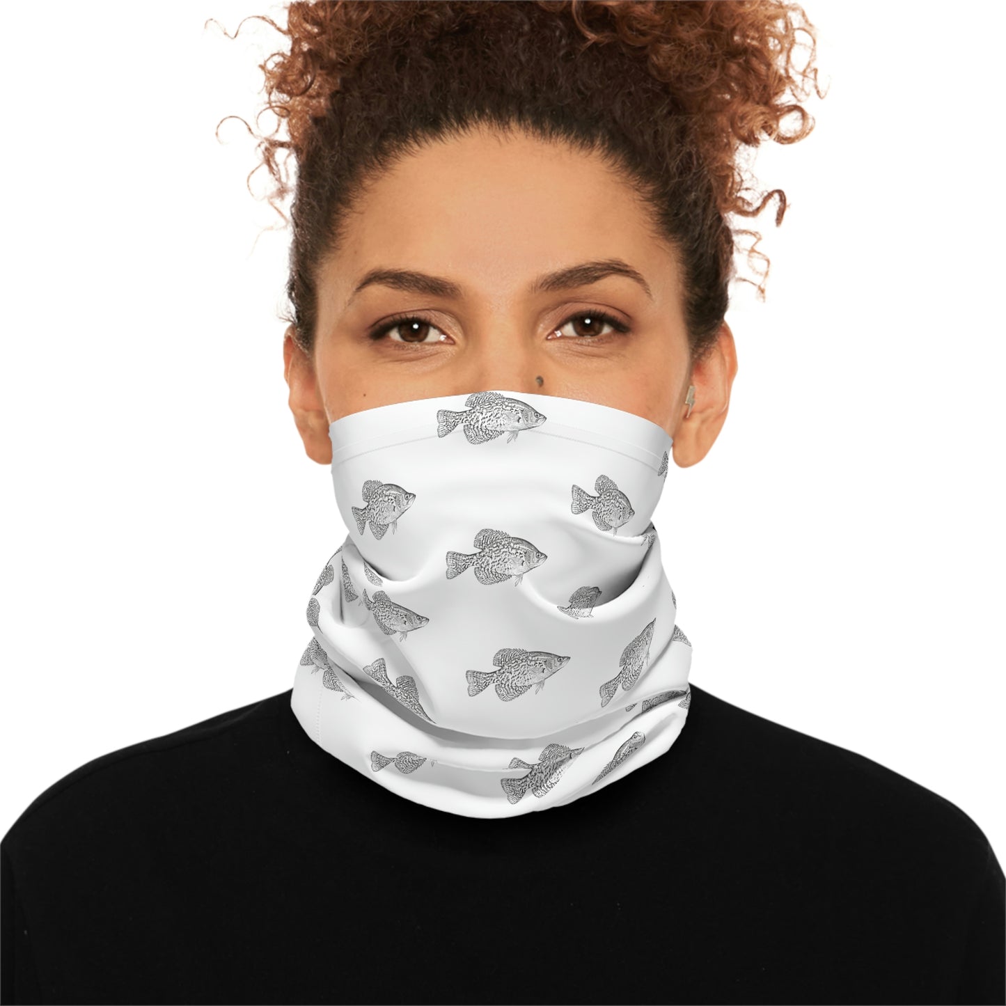 Summer Weather - Crappie - Pattern - Fishing / Boating Lightweight Neck Gaiter - White