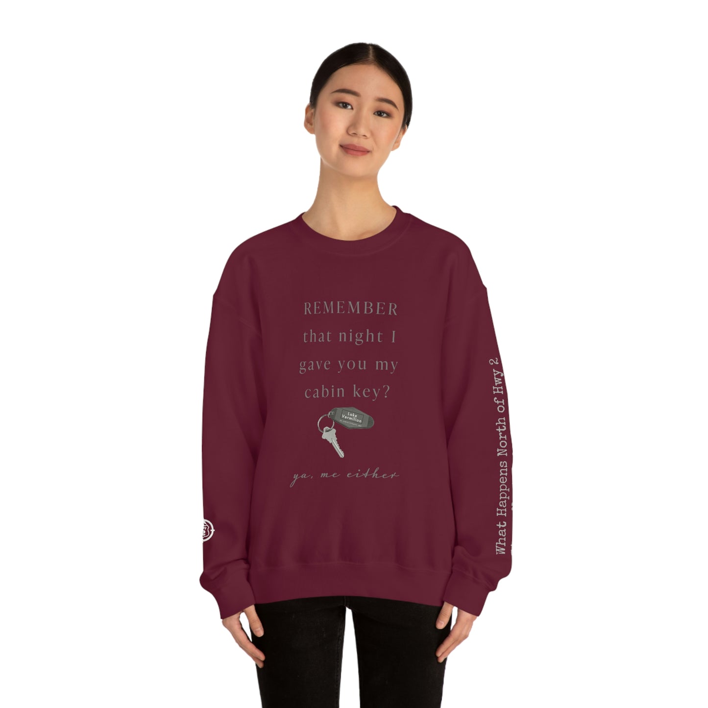 Remember That Night - Cabin Key - Lake Vermilion - North of Hwy 2 - Unisex Heavy Blend™ Crewneck Sweatshirt