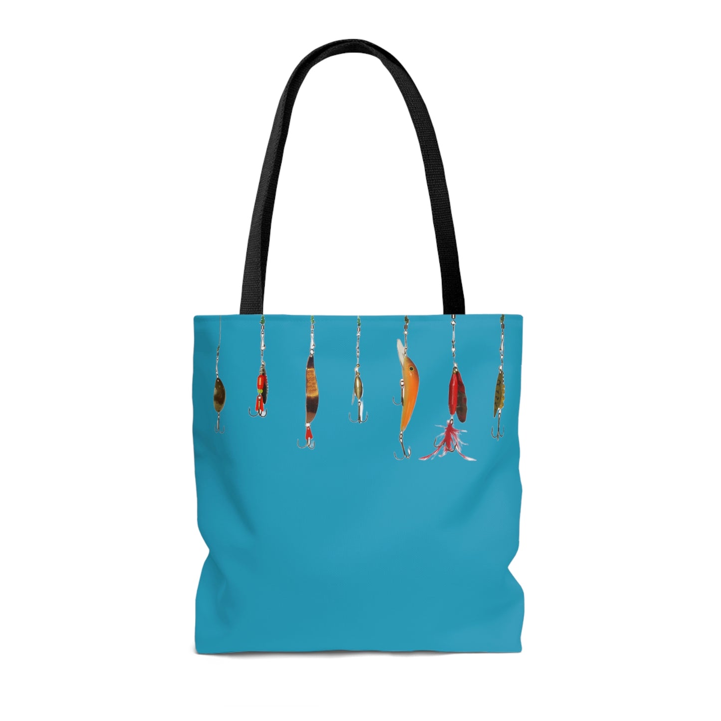 Fishing Theme Boat / Beach Bag - Lures - Turquoise AOP Tote Bag