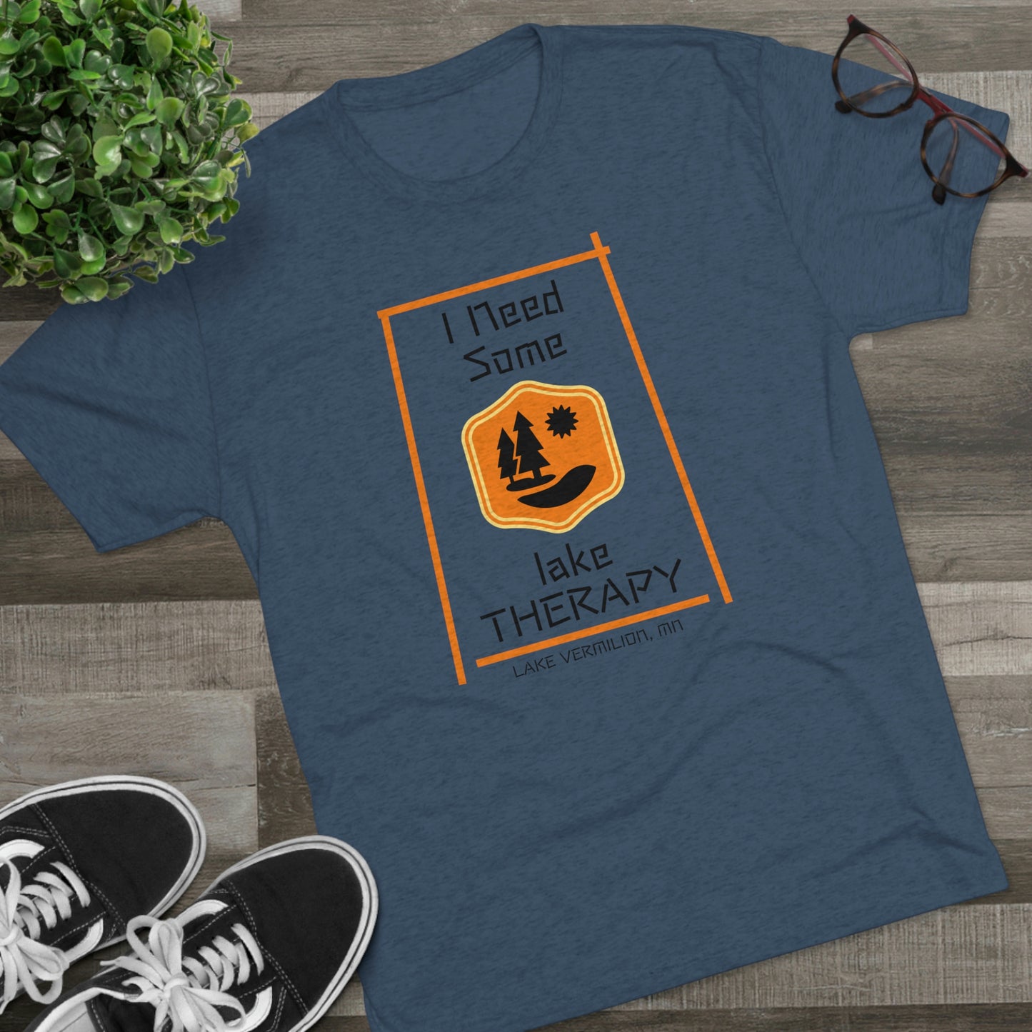 Lake Therapy - Orange Accents - Lake Vermilion - Unisex Tri-Blend Crew Tee