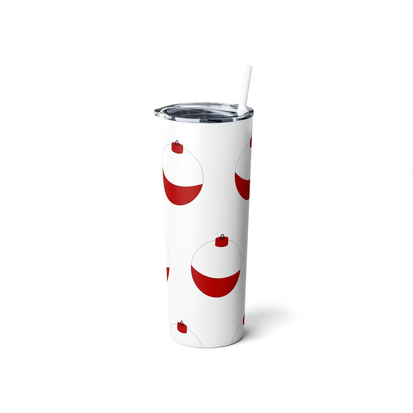 Traditional Red & White Bobber - Skinny Steel Tumbler with Straw, 20oz