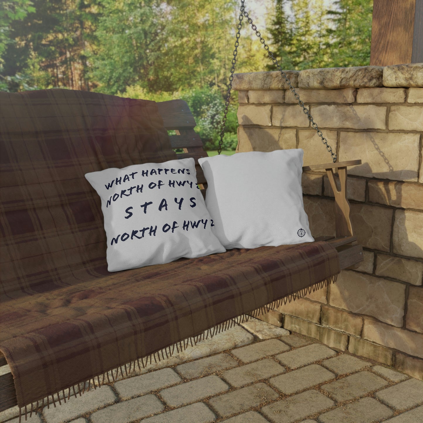 North of Hwy 2 - White - Outdoor Pillow
