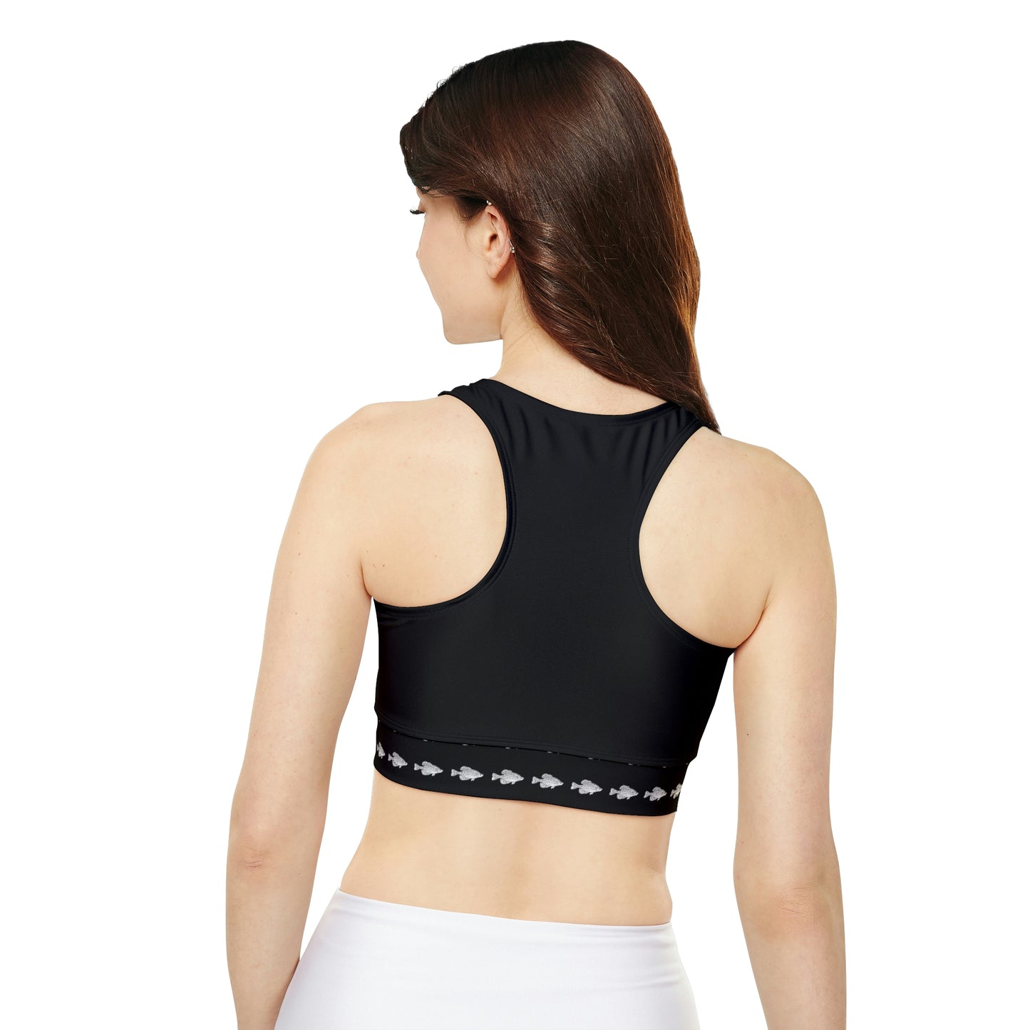 Have A Crappie Day - Fishing Theme - Fully Lined, Padded Sports Bra - Black