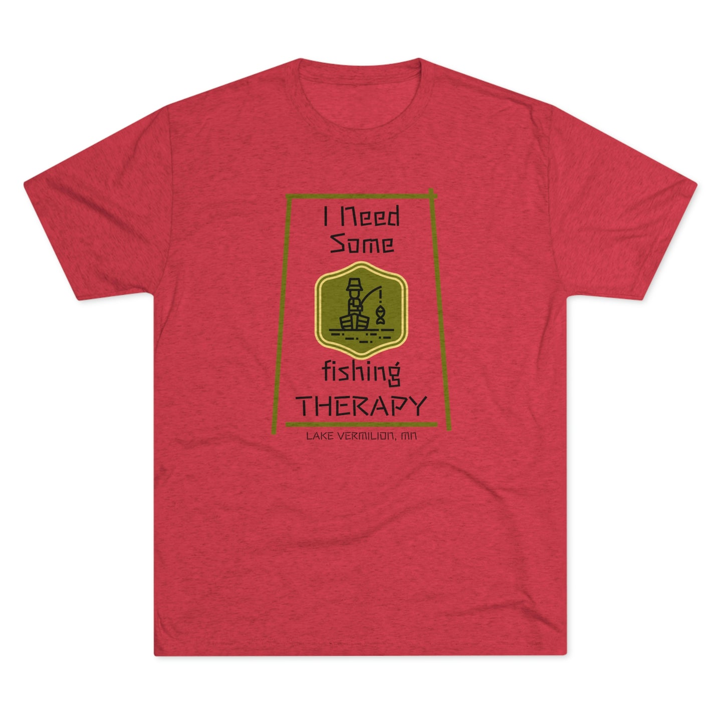 Fishing Therapy - Green Accents - Lake Vermilion - Unisex Tri-Blend Crew Tee