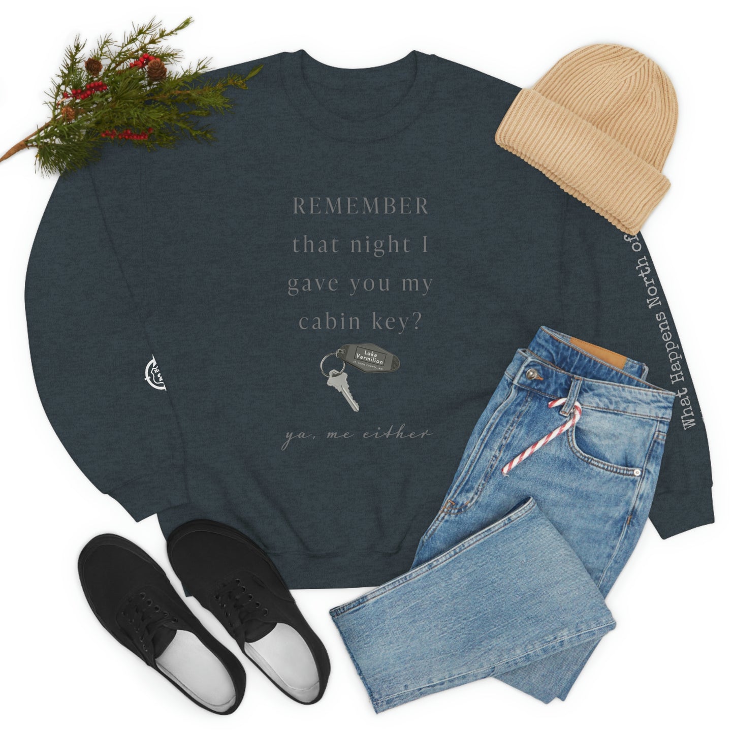 Remember That Night - Cabin Key - Lake Vermilion - North of Hwy 2 - Unisex Heavy Blend™ Crewneck Sweatshirt