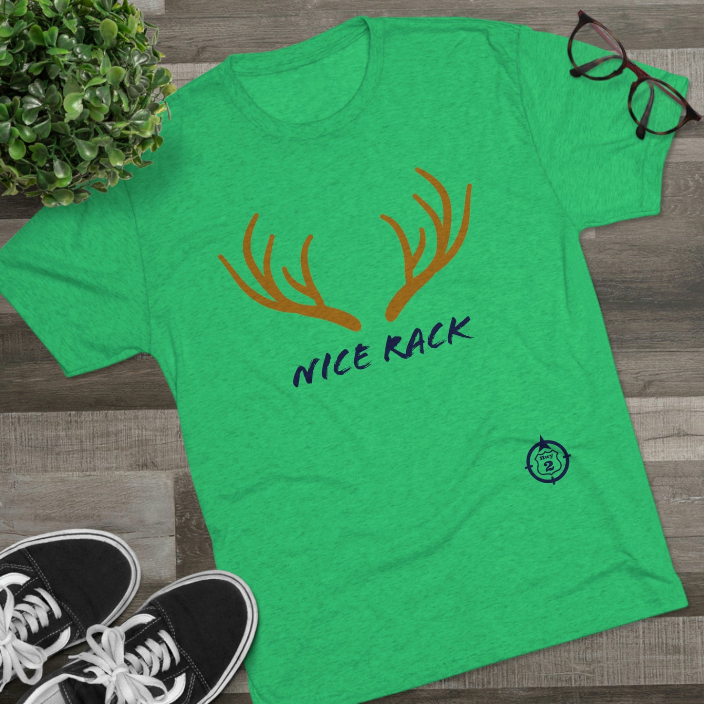 Nice Rack - Antlers - North of Hwy 2 - Unisex Tri-Blend Crew Tee