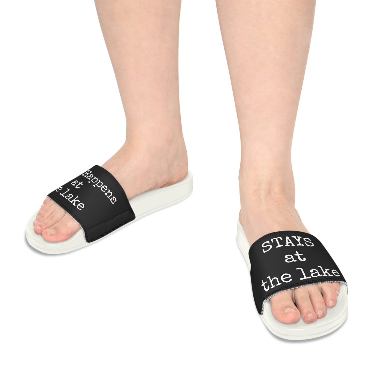 What Happens At The Lake - Black - Women's Slide Sandals
