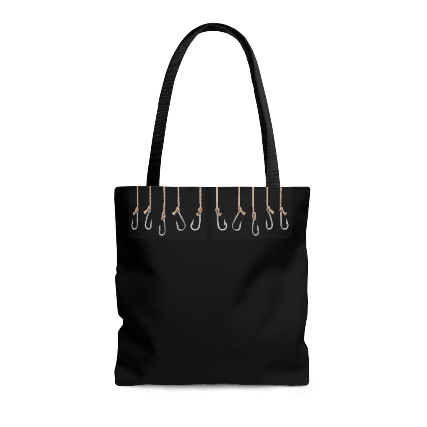 Fishing Theme Boat / Beach Bag - Hooks / Lures - Black AOP Tote Bag