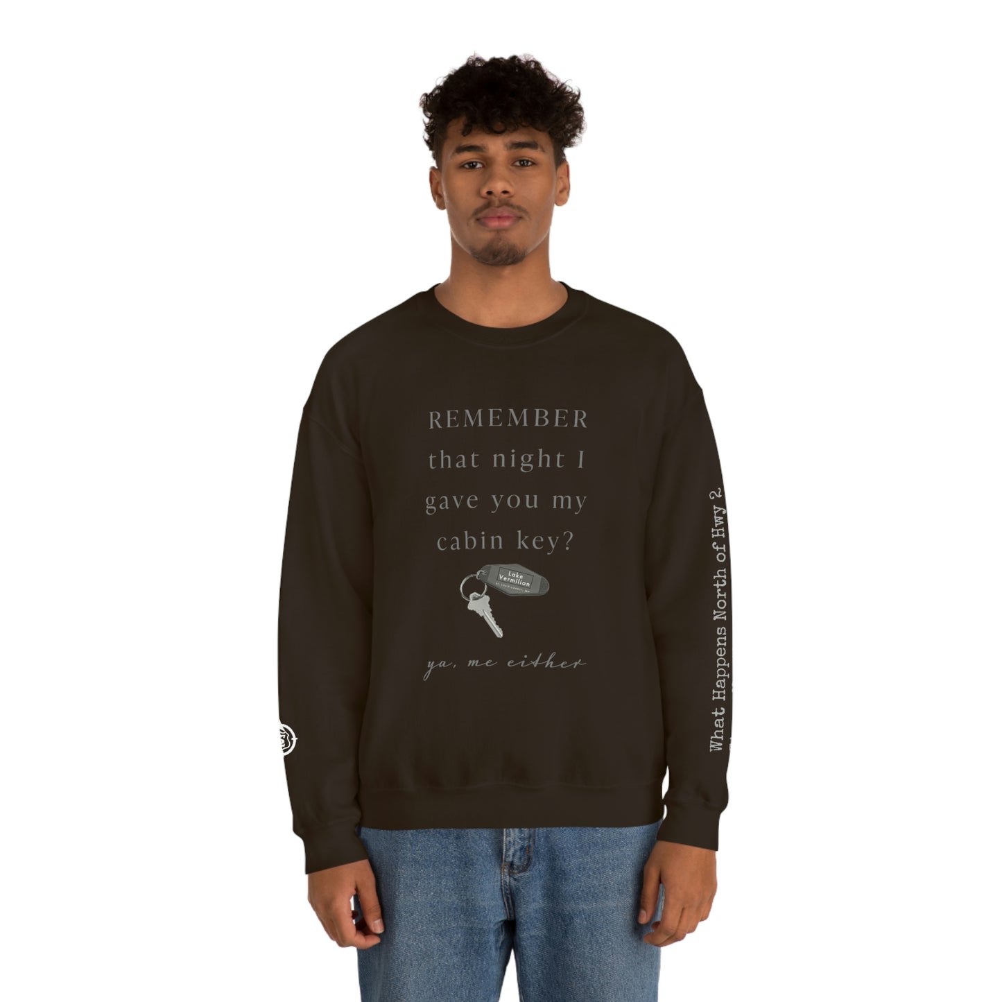 Remember That Night - Cabin Key - Lake Vermilion - North of Hwy 2 - Unisex Heavy Blend™ Crewneck Sweatshirt