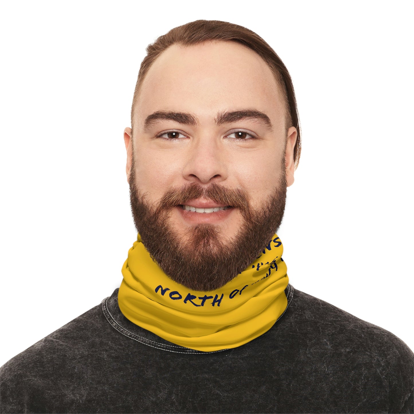 Summer Weather - North of Hwy 2- Fishing / Boating Lightweight Neck Gaiter - Yellow