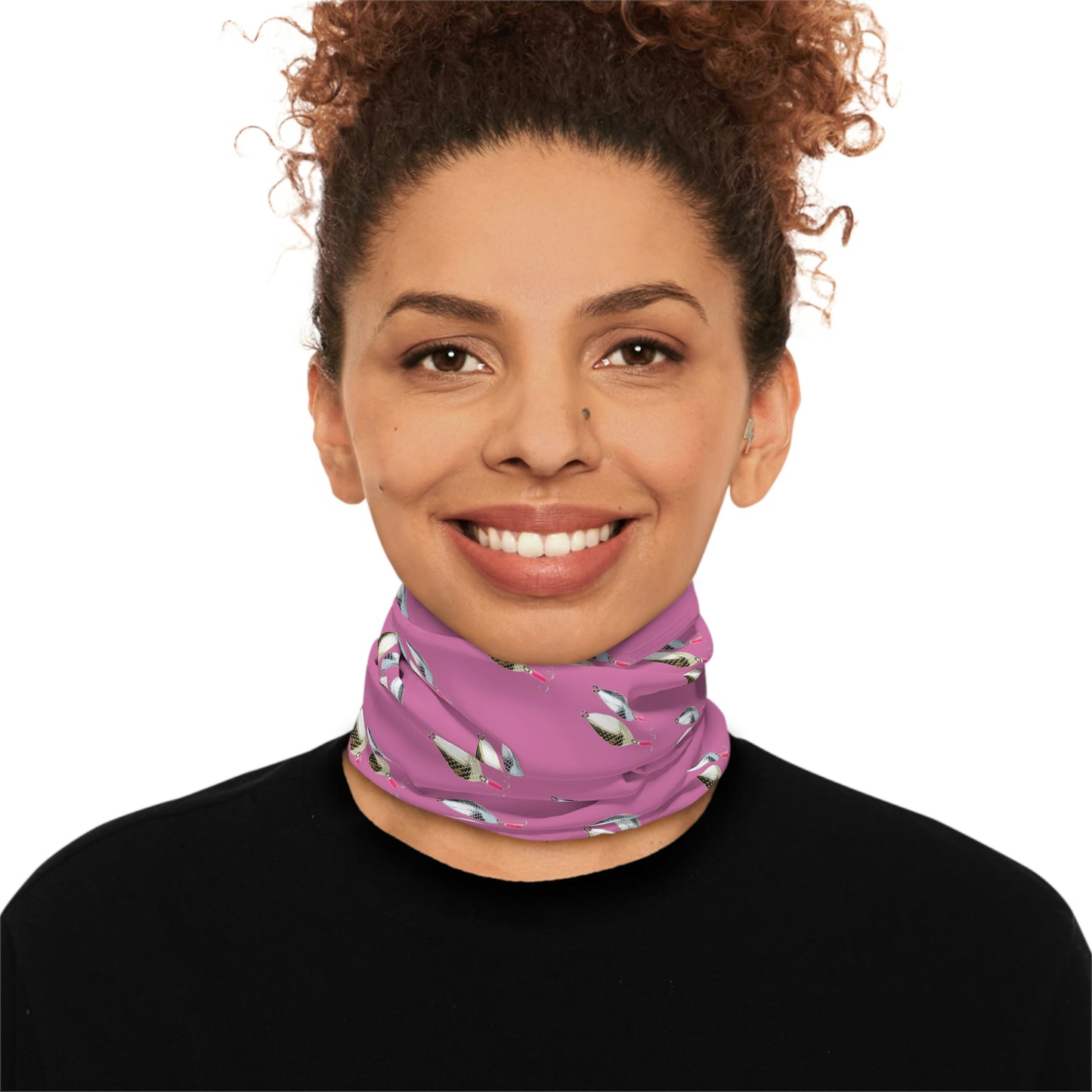 Summer Weather - Fishing Lure - Spoons- Pattern - Fishing / Boating Lightweight Neck Gaiter - Pink
