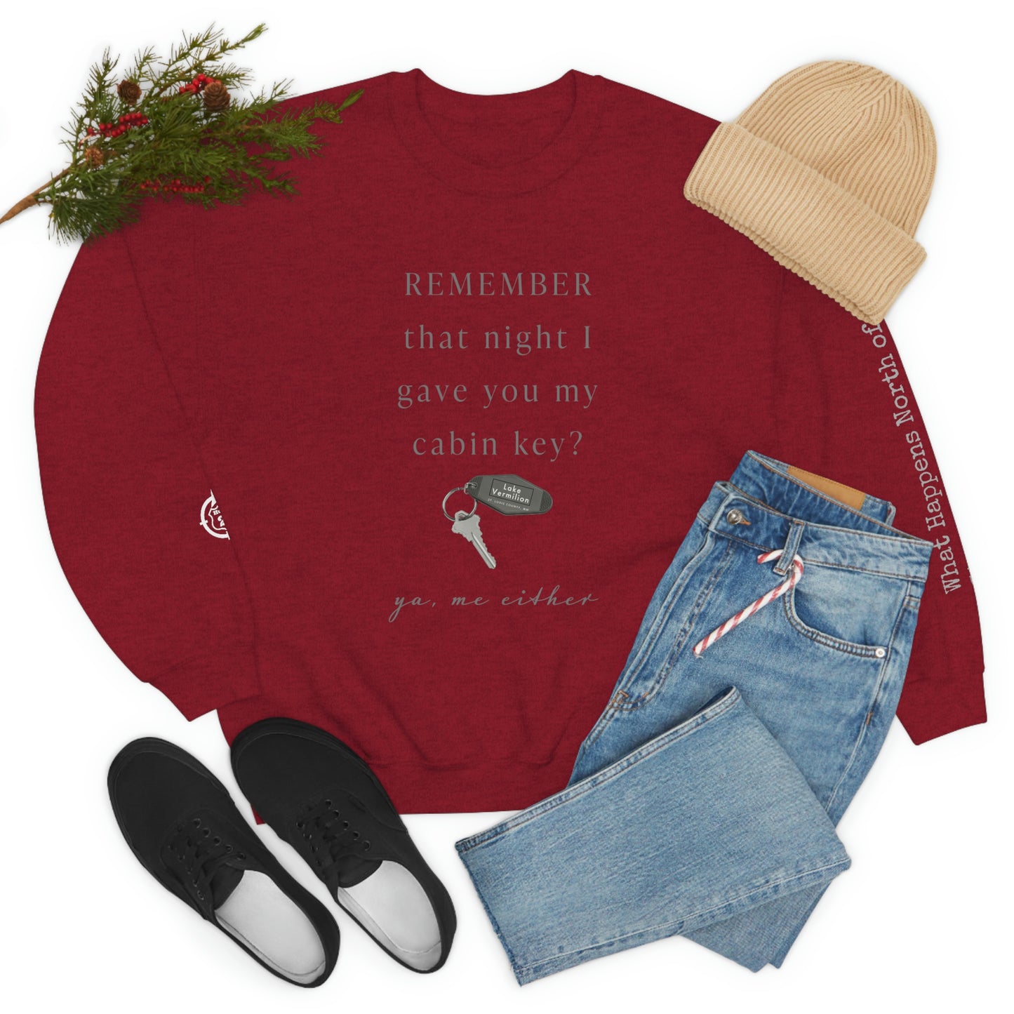 Remember That Night - Cabin Key - Lake Vermilion - North of Hwy 2 - Unisex Heavy Blend™ Crewneck Sweatshirt