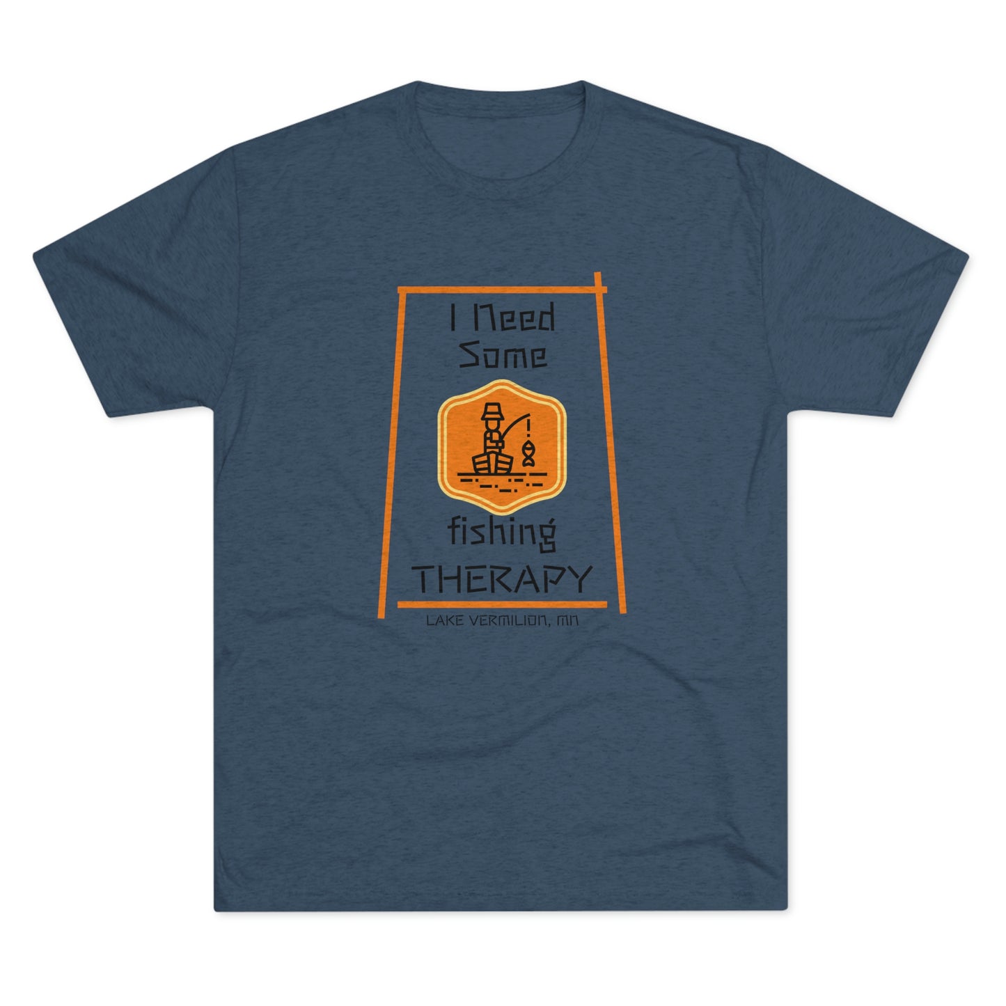 Fishing Therapy - Orange Accents - Lake Vermilion - Unisex Tri-Blend Crew Tee