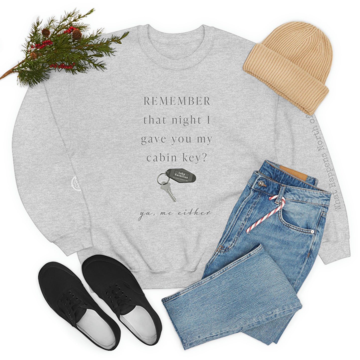 Remember That Night - Cabin Key - Lake Vermilion - North of Hwy 2 - Unisex Heavy Blend™ Crewneck Sweatshirt