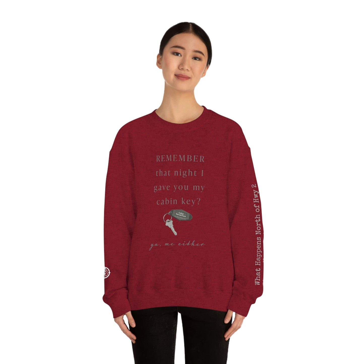 Remember That Night - Cabin Key - Lake Vermilion - North of Hwy 2 - Unisex Heavy Blend™ Crewneck Sweatshirt