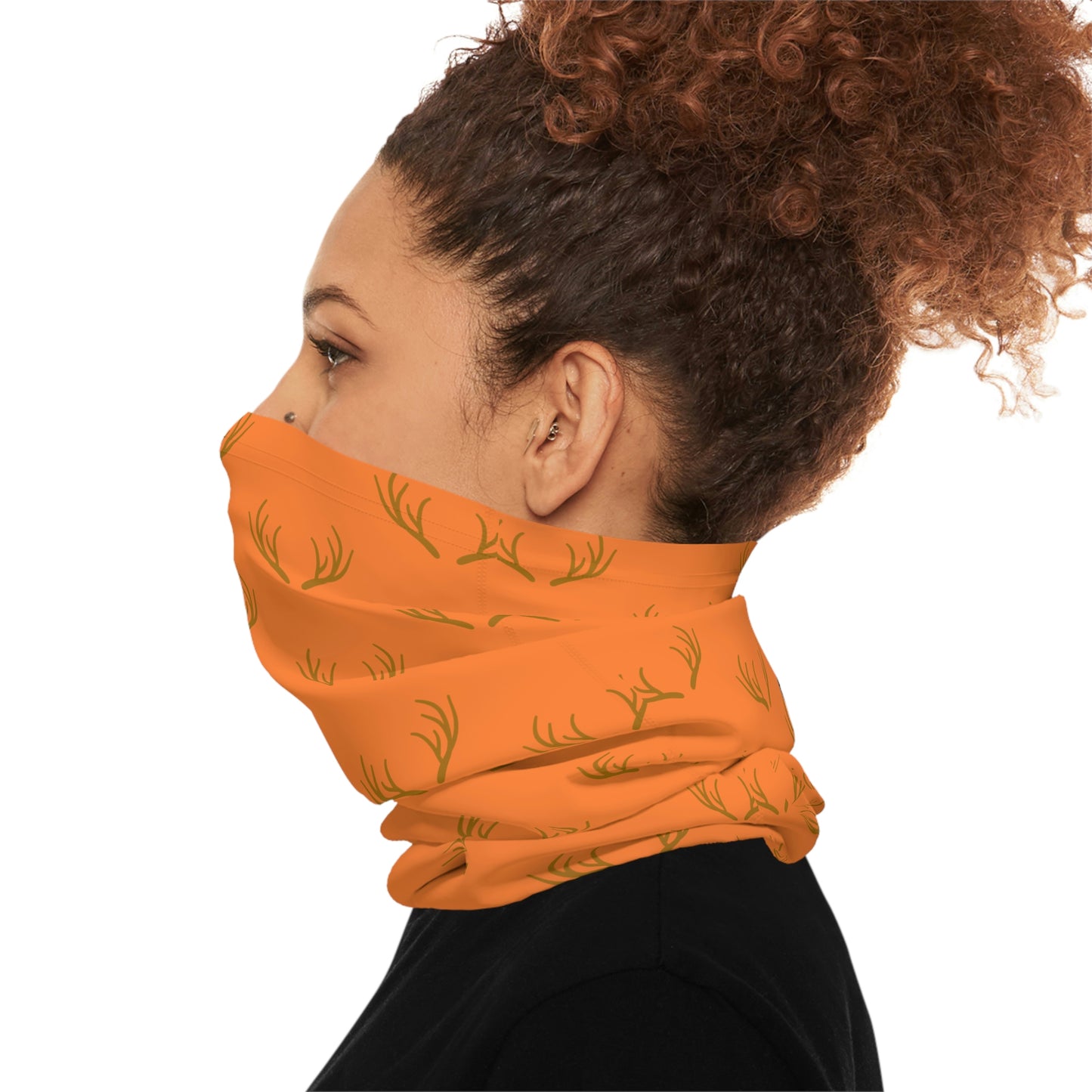 Summer / Fall Weather - Antler Pattern - Fishing / Boating / Hunting Lightweight Neck Gaiter - Orange