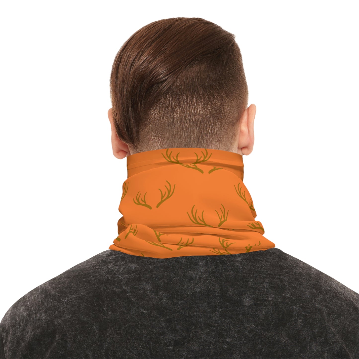 Summer / Fall Weather - Antler Pattern - Fishing / Boating / Hunting Lightweight Neck Gaiter - Orange
