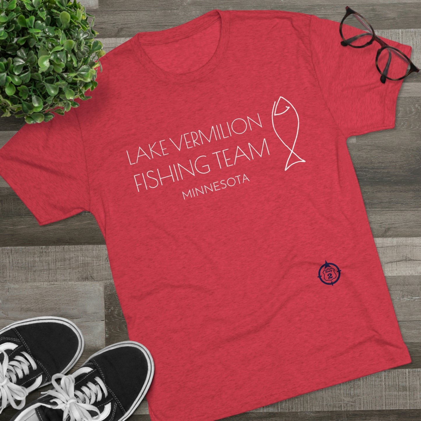 Lake Vermilion - Fishing Team - White Graphic - Unisex Tri-Blend Crew Tee
