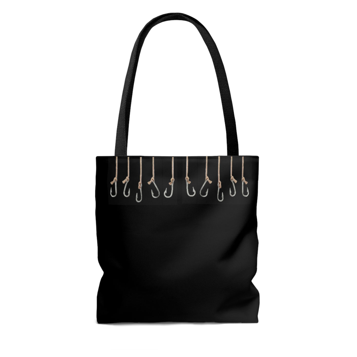 Fishing Theme Boat / Beach Bag - Hooks / Lures - Black AOP Tote Bag