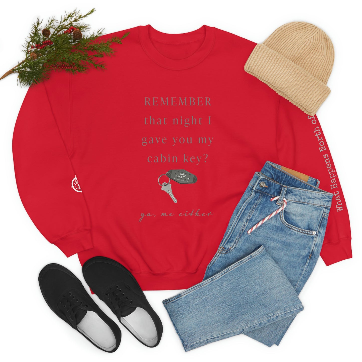 Remember That Night - Cabin Key - Lake Vermilion - North of Hwy 2 - Unisex Heavy Blend™ Crewneck Sweatshirt