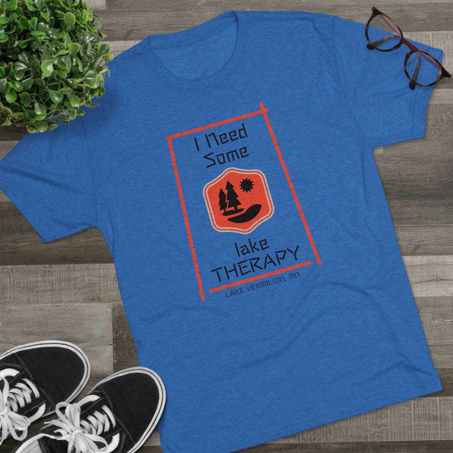 Lake Therapy - Red Accents - Lake Vermilion - Unisex Tri-Blend Crew Tee