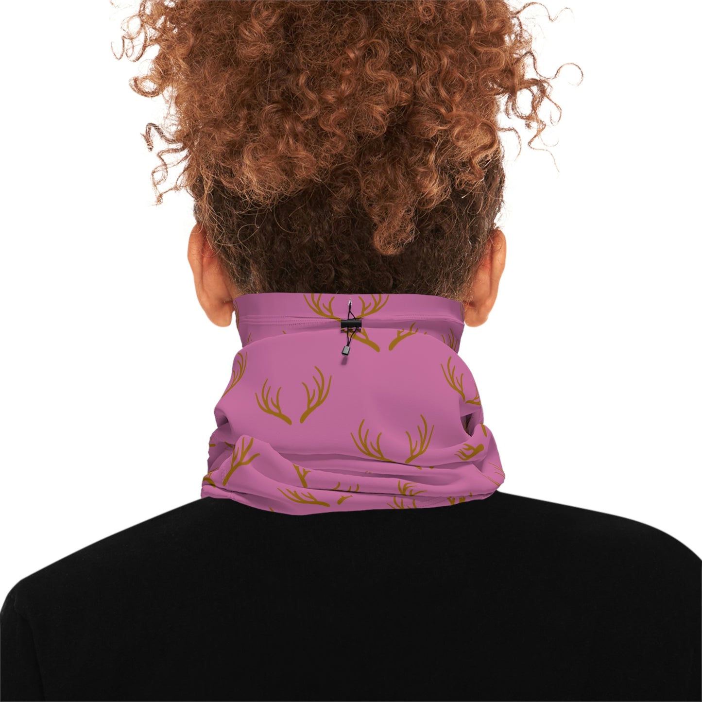 Cool Weather - Antler - Pattern - Fishing / Snowmobiling / Hunting Winter Neck Gaiter With Drawstring - Pink
