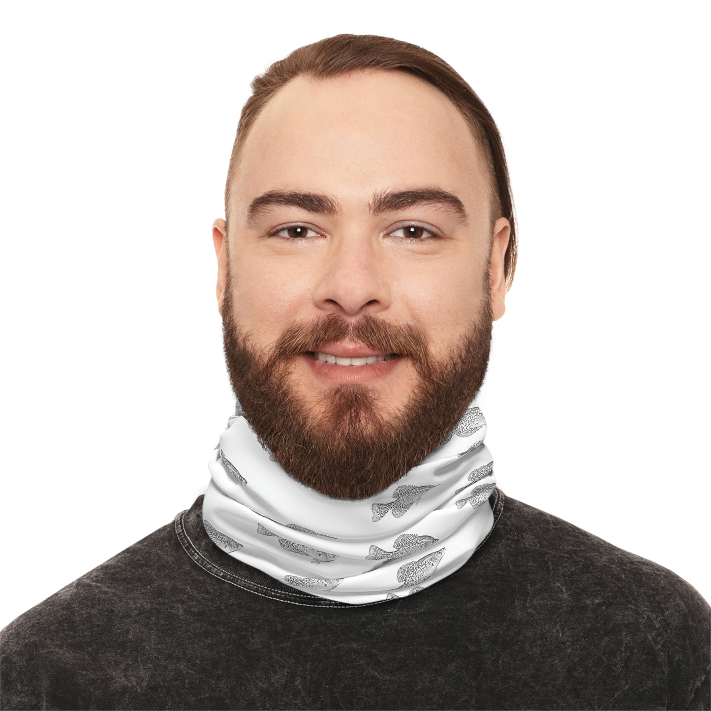Summer Weather - Crappie - Pattern - Fishing / Boating Lightweight Neck Gaiter - White