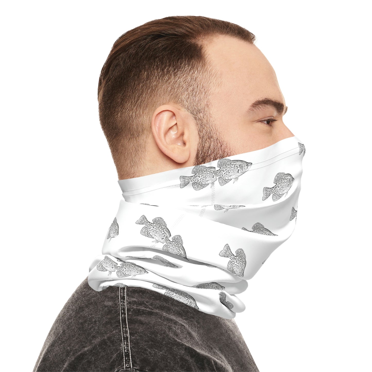 Summer Weather - Crappie - Pattern - Fishing / Boating Lightweight Neck Gaiter - White