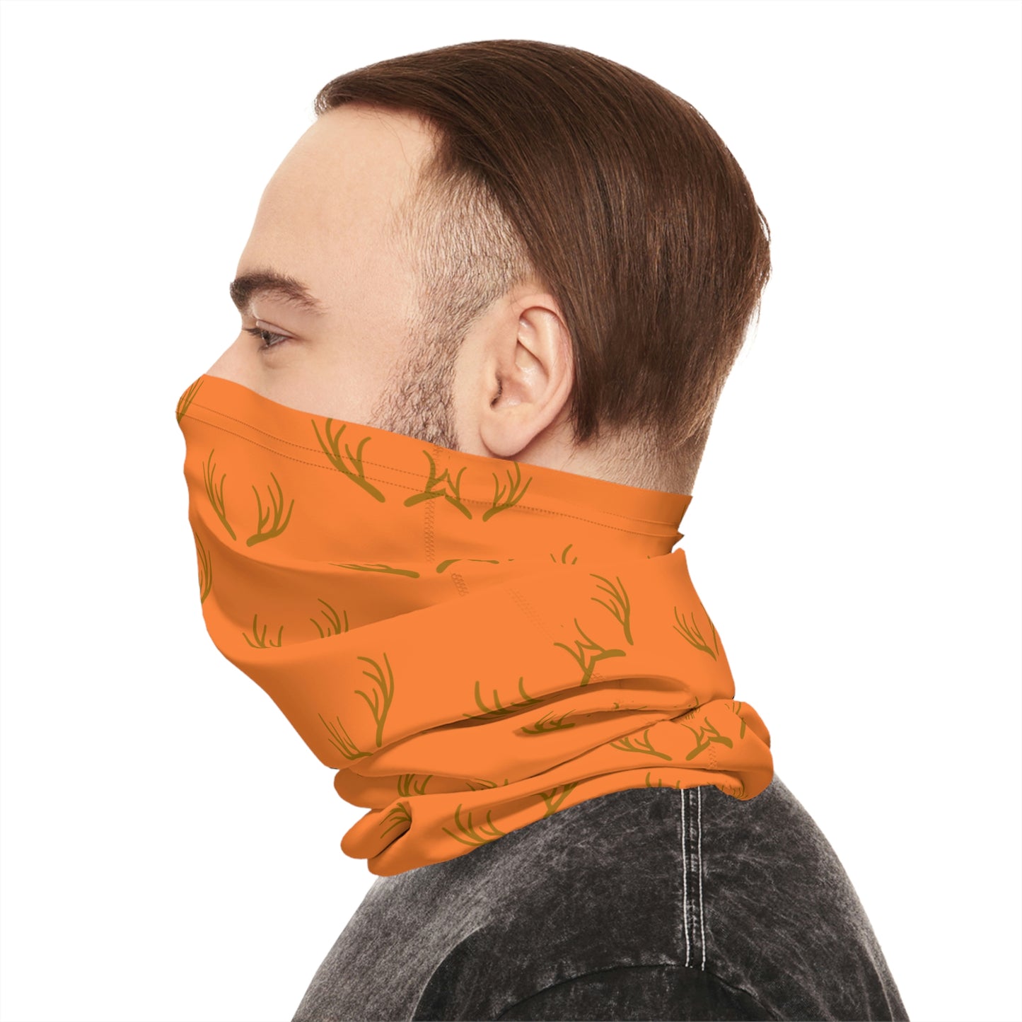 Summer / Fall Weather - Antler Pattern - Fishing / Boating / Hunting Lightweight Neck Gaiter - Orange