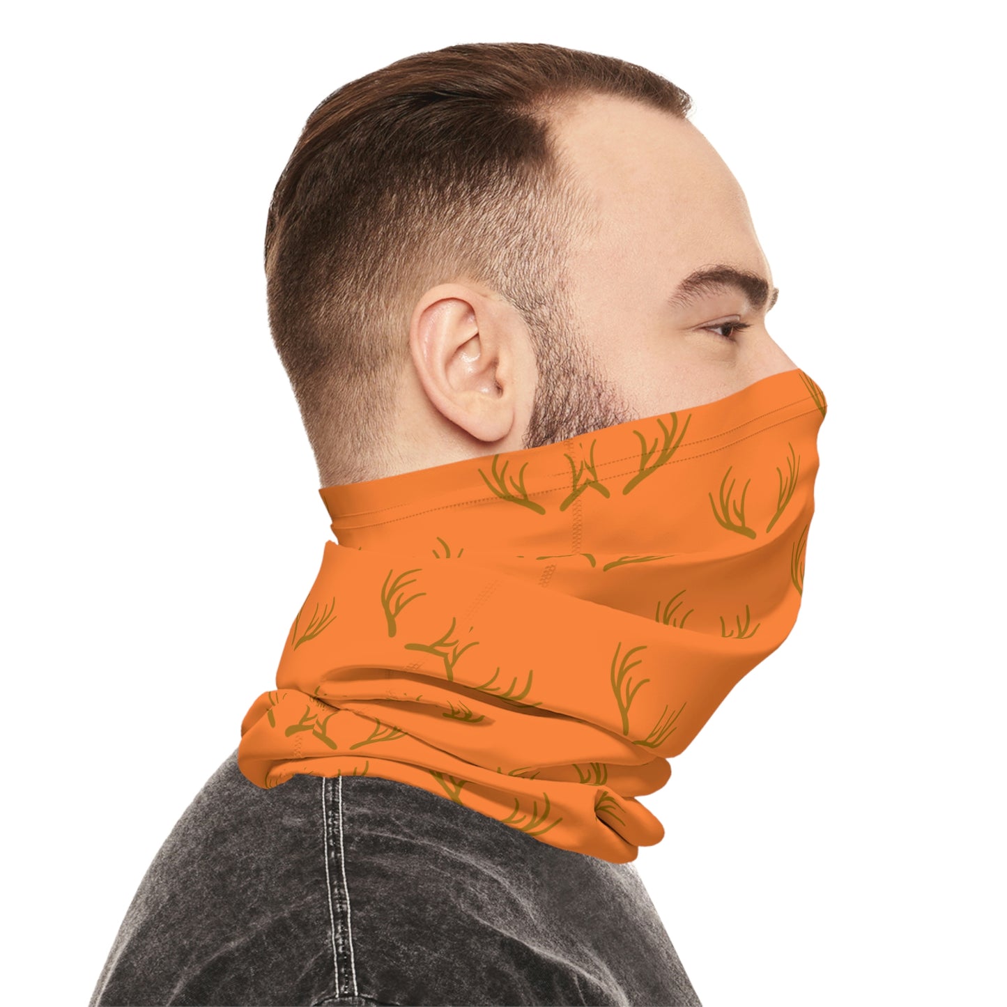 Summer / Fall Weather - Antler Pattern - Fishing / Boating / Hunting Lightweight Neck Gaiter - Orange