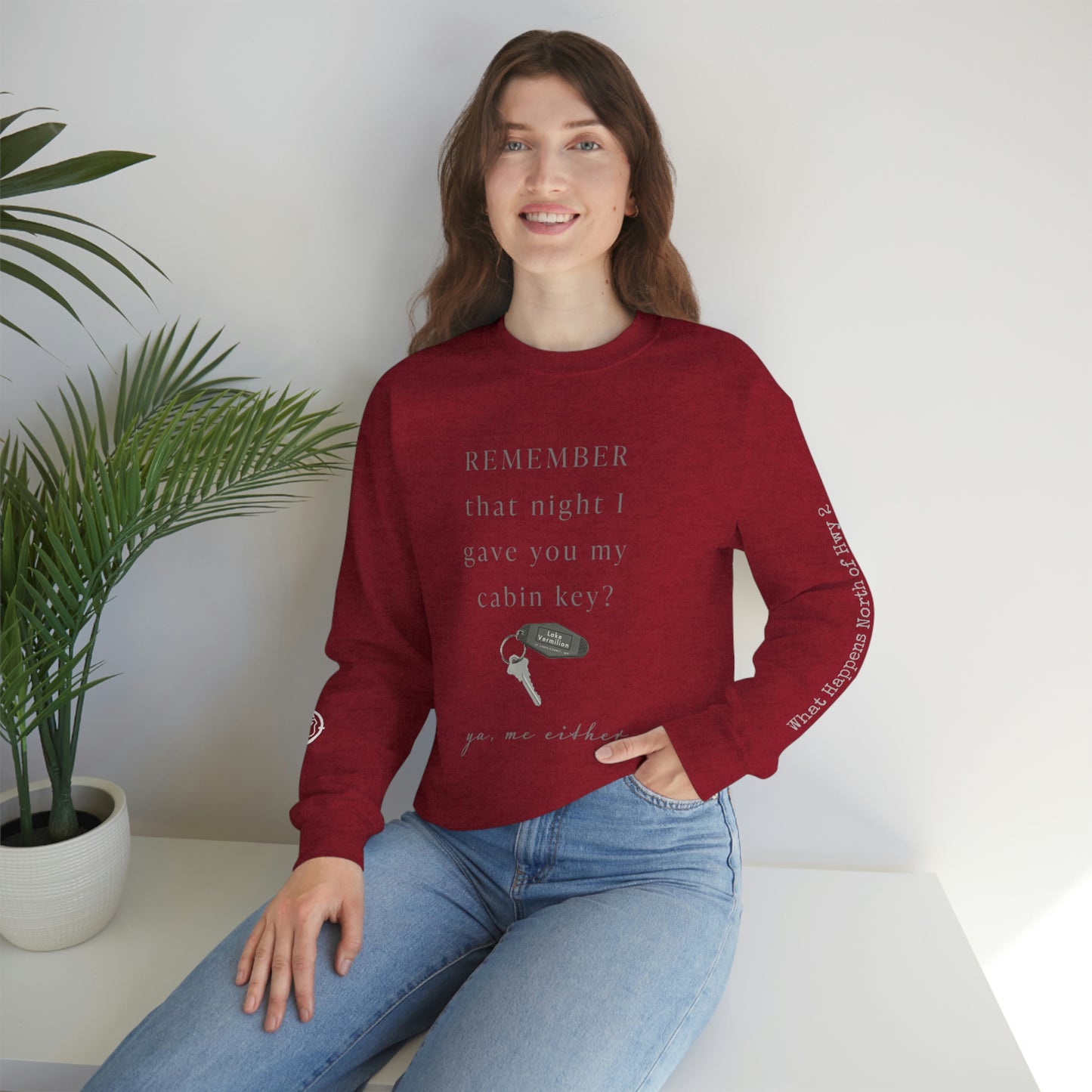 Remember That Night - Cabin Key - Lake Vermilion - North of Hwy 2 - Unisex Heavy Blend™ Crewneck Sweatshirt