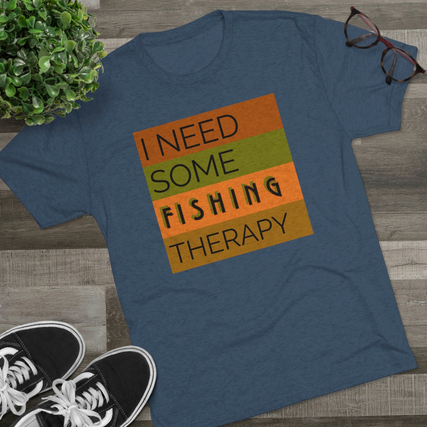 Fishing Therapy - Unisex Tri-Blend Crew Tee