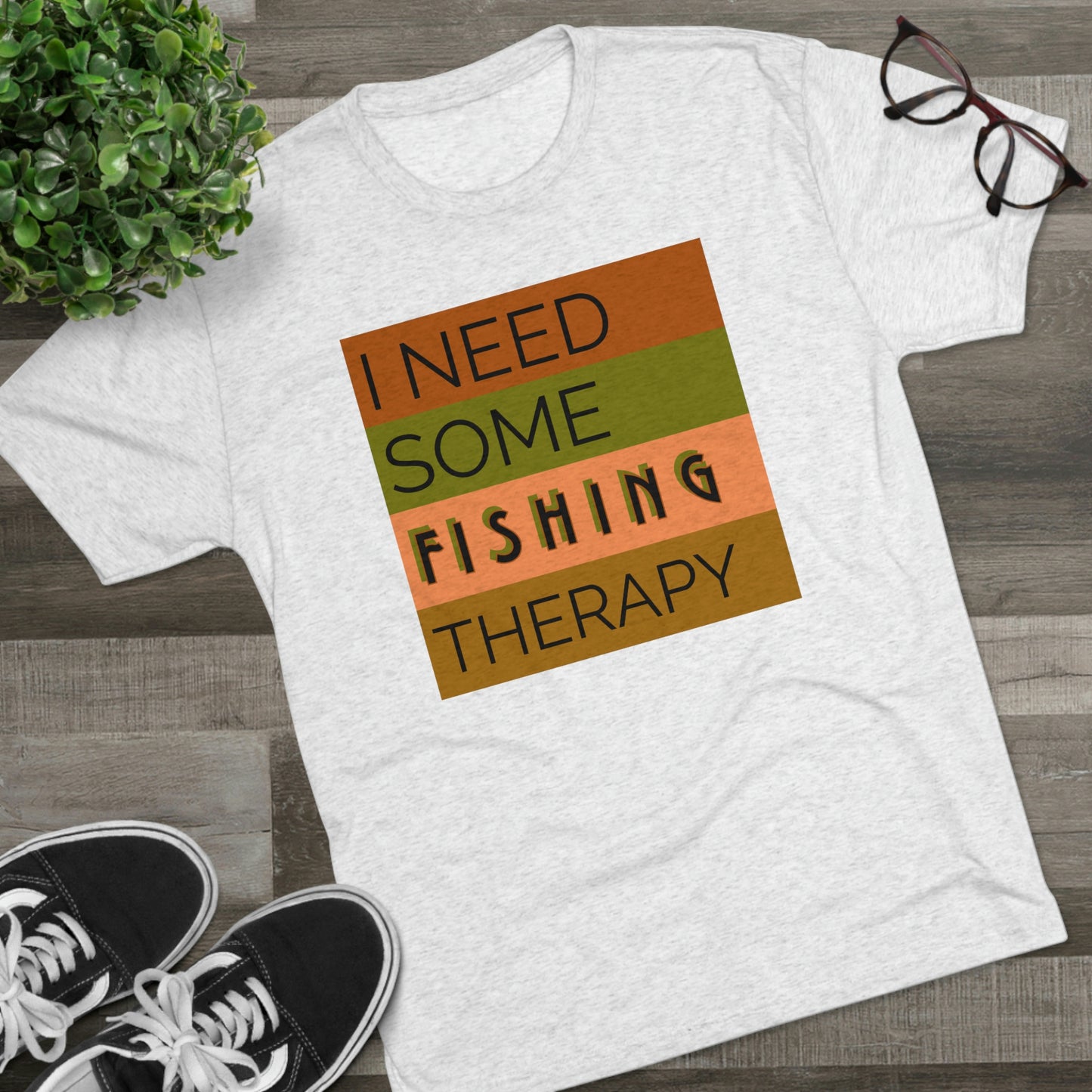 Fishing Therapy - Unisex Tri-Blend Crew Tee