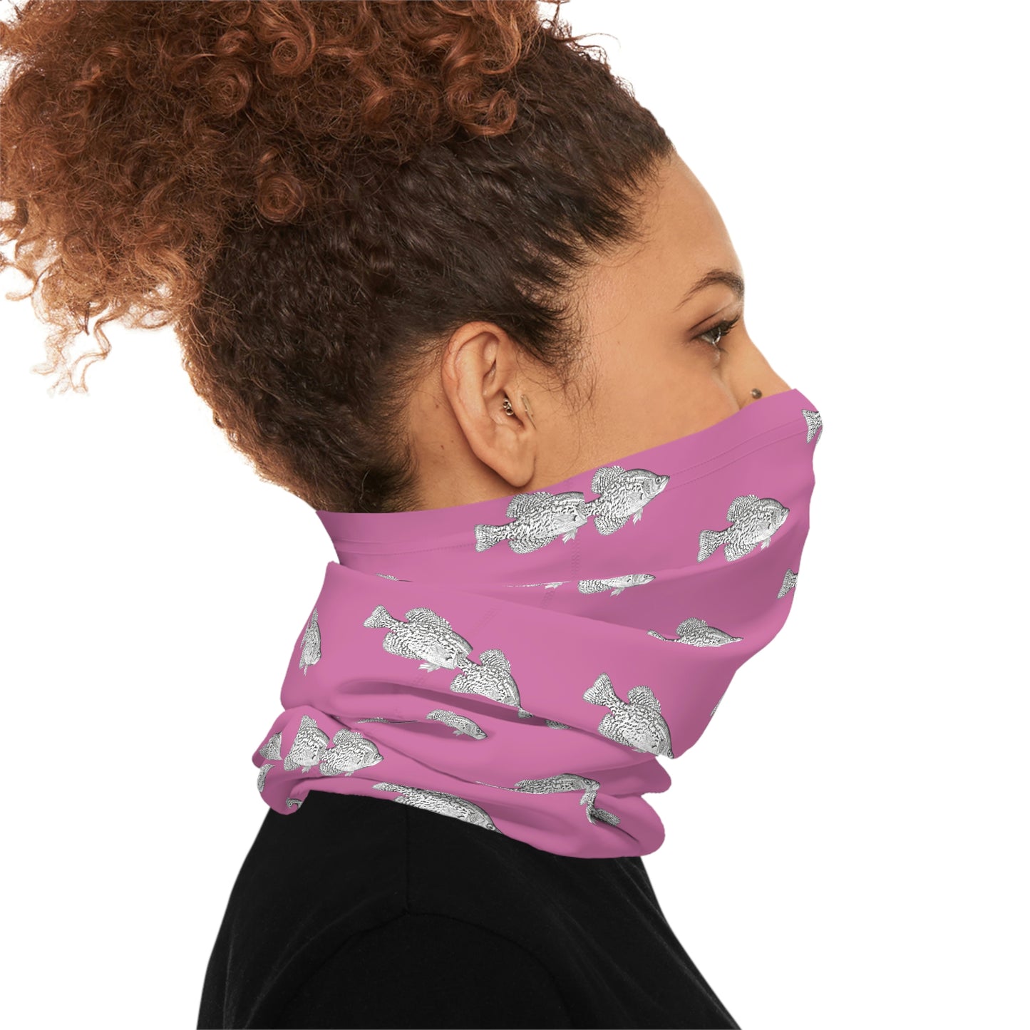 Summer Weather - Crappie - Pattern - Fishing / Boating Lightweight Neck Gaiter - Pink
