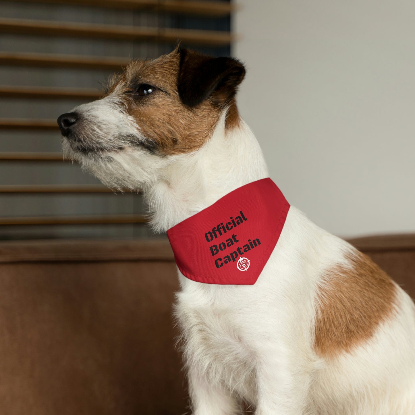 Official Boat Captain - Lake / Fishing / Cabin - Pet Bandana Collar - Dark Red
