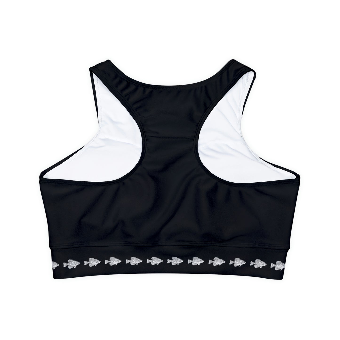 Have A Crappie Day - Fishing Theme - Fully Lined, Padded Sports Bra - Black