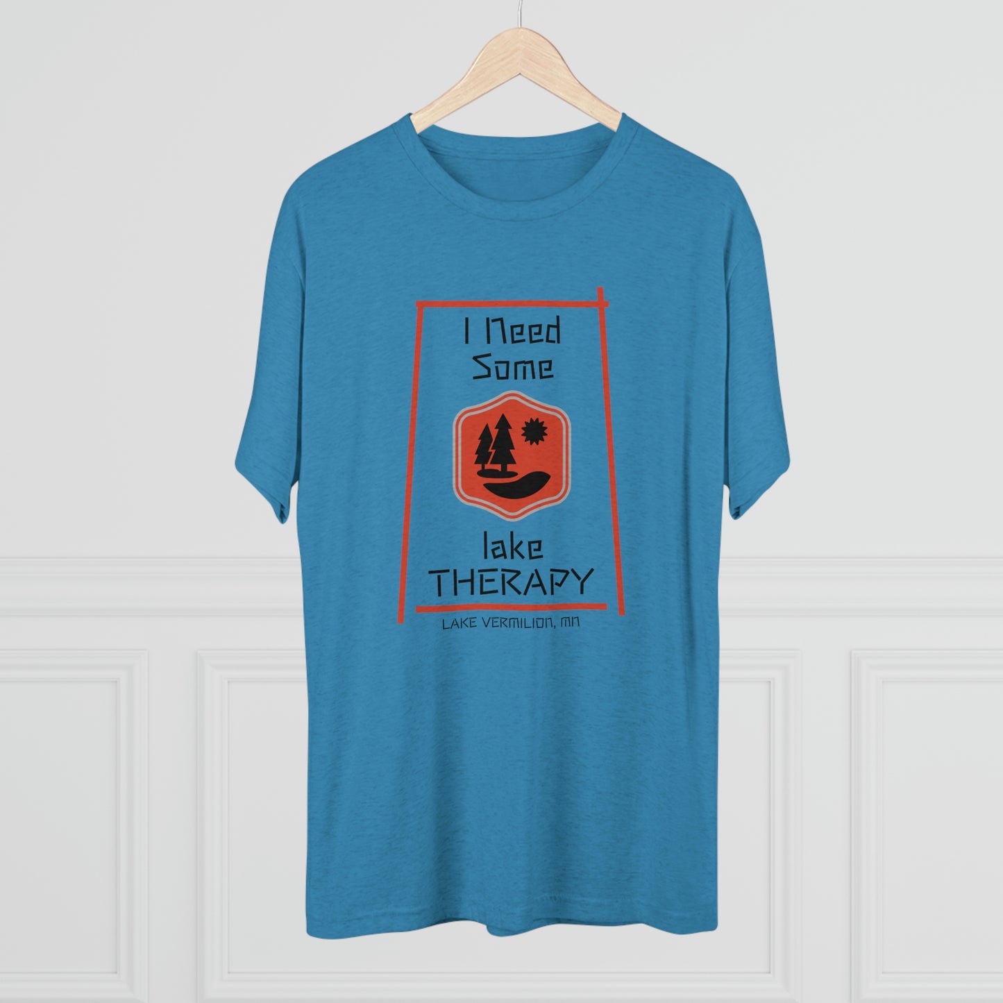 Lake Therapy - Red Accents - Lake Vermilion - Unisex Tri-Blend Crew Tee