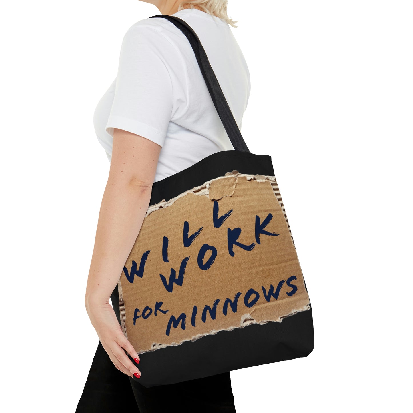 Will Work For Minnows - Fishing Theme - Boat / Beach Bag - AOP Tote Bag