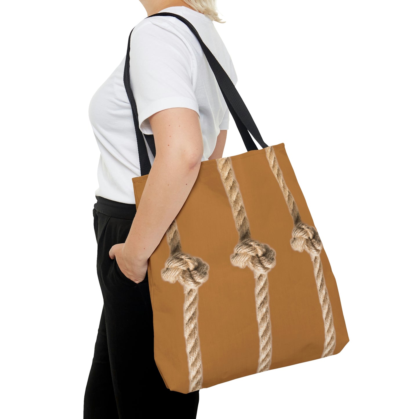 Rope Decor Boat / Beach Bag - Brown AOP Tote Bag