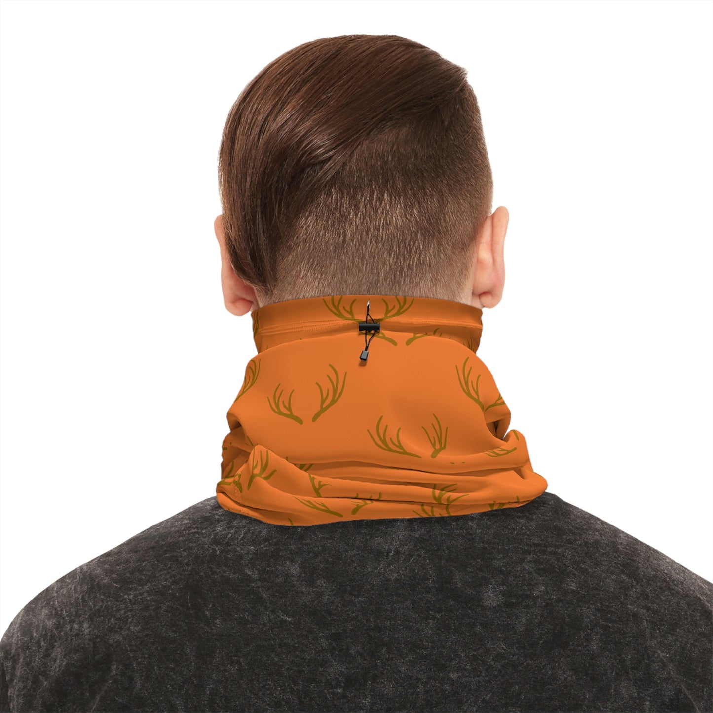 Cool Weather - Antler - Pattern - Fishing / Snowmobiling / Hunting Winter Neck Gaiter With Drawstring - Orange