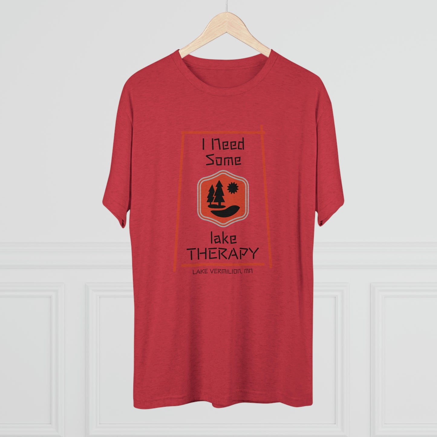 Lake Therapy - Red Accents - Lake Vermilion - Unisex Tri-Blend Crew Tee