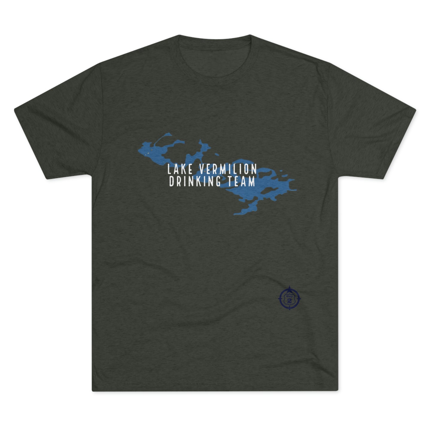 Lake Vermilion - Drinking Team - Lake Image - White Graphic - Unisex Tri-Blend Crew Tee