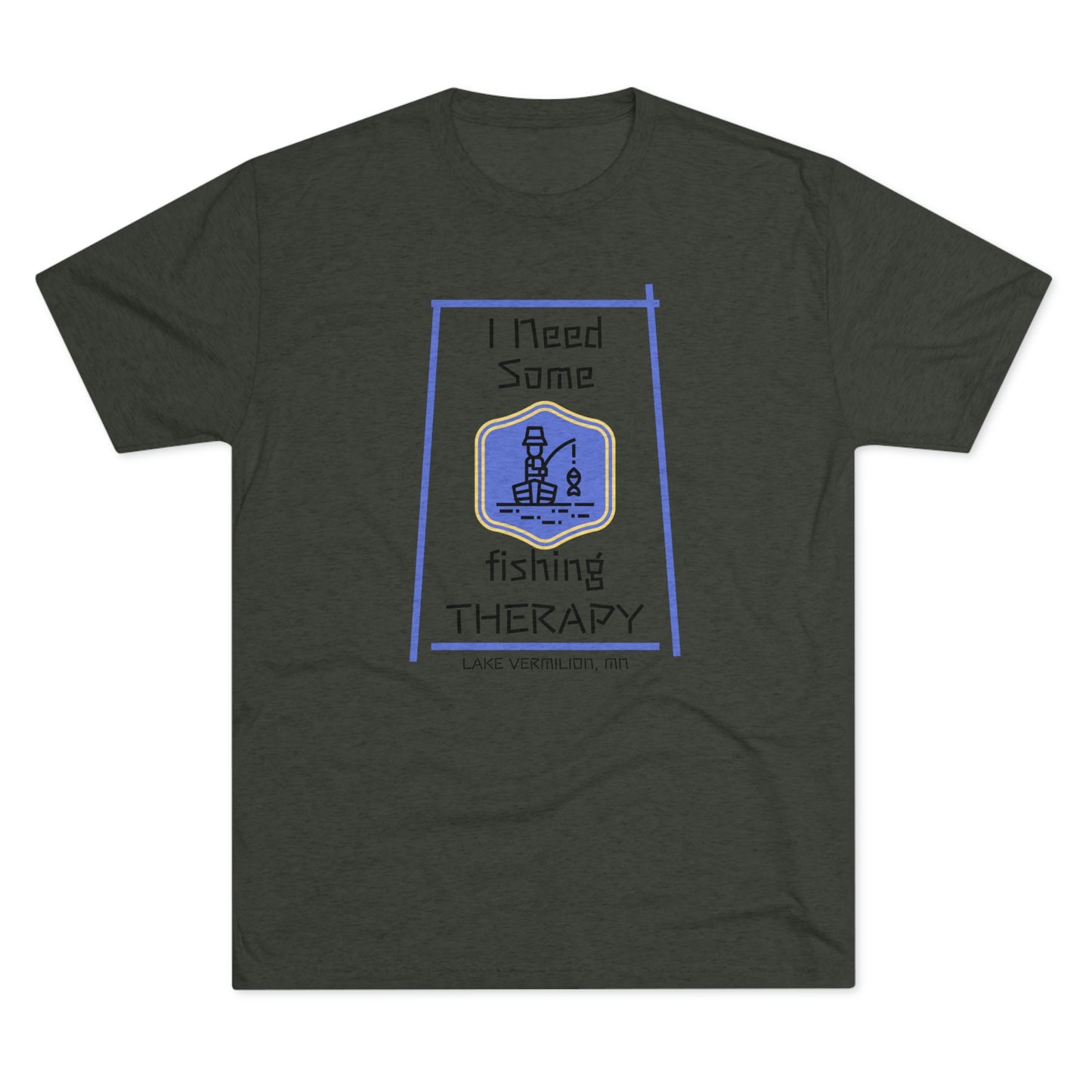 Fishing Therapy - Blue Accents - Lake Vermilion - Unisex Tri-Blend Crew Tee