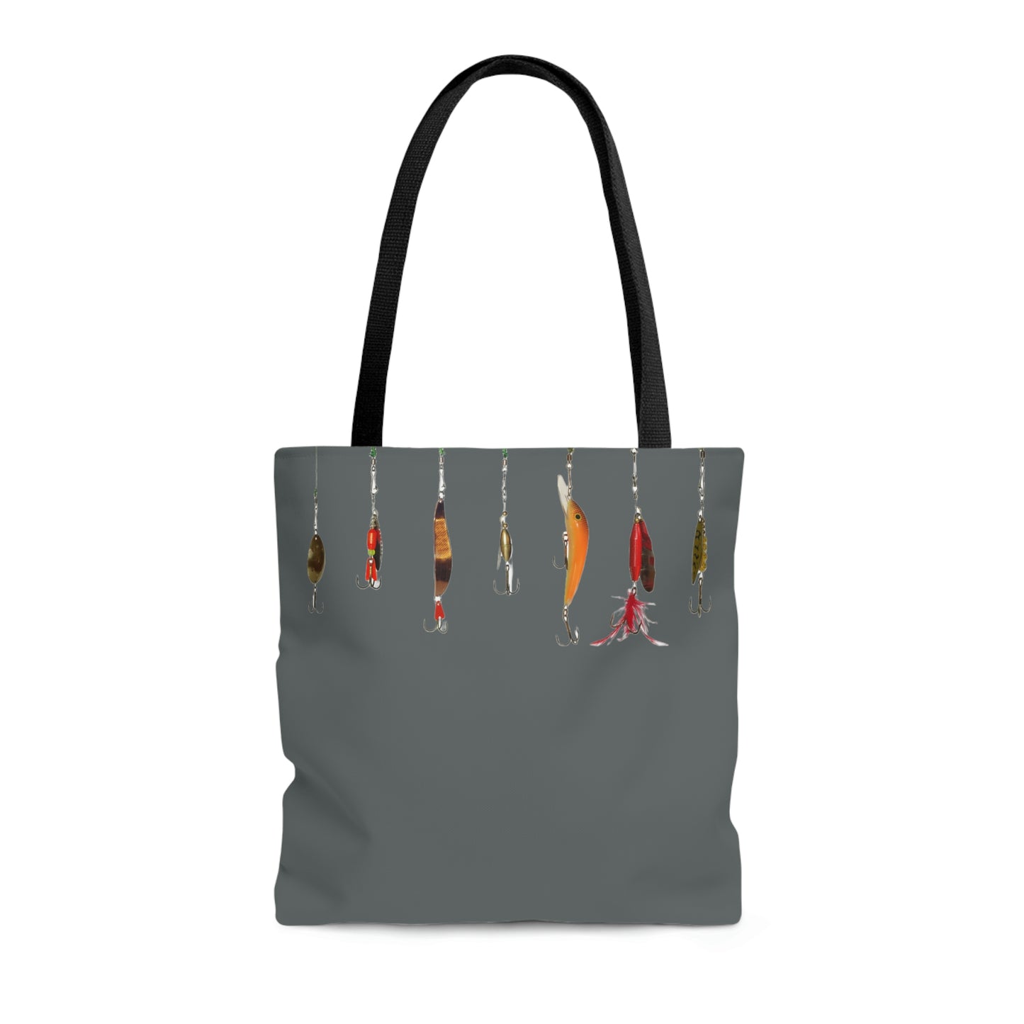 Fishing Theme Boat / Beach Bag - Lures - Dark Grey AOP Tote Bag